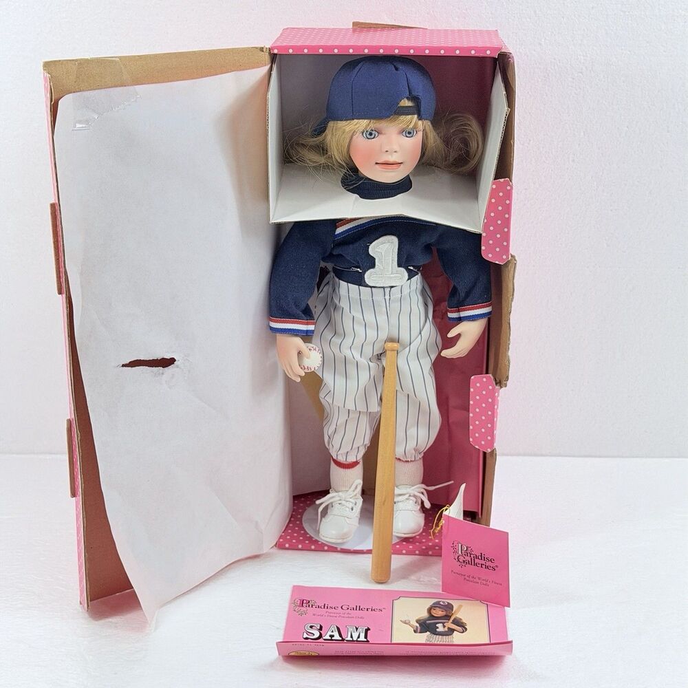 Vintage Paradise Galleries Sam Baseball Porcelain Doll Treasury Collection W COA